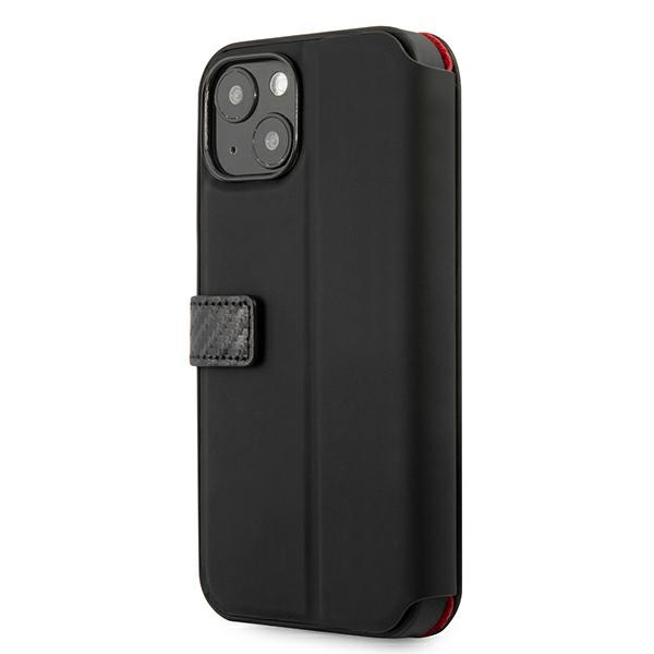 Coque FERRARI Apple iPhone 13 Mini Book On Track Carbon Stripe Black Case