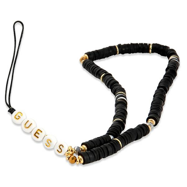 GUESS Phone Strap Heishi Beads Pendant Black
