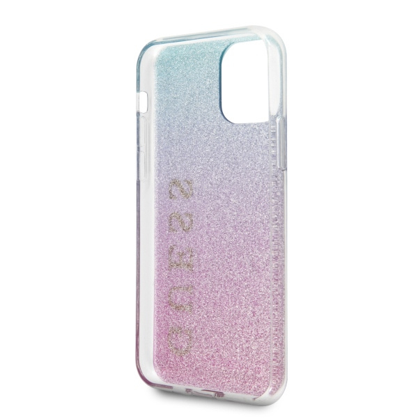 Telefontok guess Apple iPhone 11 Pro Max rózsaszín/rózsaszín kék kemény tok Glitter Gradient
