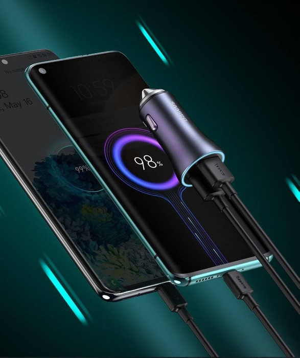 Baseus Golden Contactor Pro quick car charger USB Type C / USB 40 W Power Delivery 3.0 Quick Charge 4+ SCP FCP AFC blue (CCJD-03)