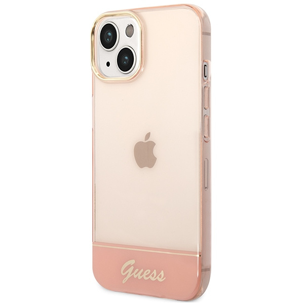 Hülle GUESS Apple iPhone 14 Transluzentes Rosa Hartcase