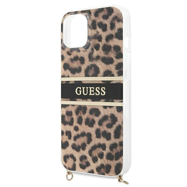 Case GUESS Apple iPhone 13 Mini Leopard Gold Strap Brown Hardcase