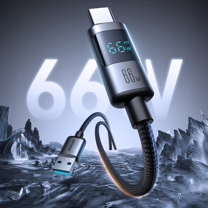 Joyroom S-A16 Pro Prism Series 66W USB-A - USB-C Kabel mit Display 1,2m - Schwarz