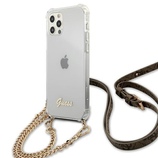 Case GUESS Apple iPhone 12 12 Pro 4G Gold Chain Clear Hardcase