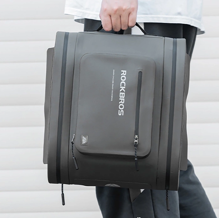 Rockbros waterproof bike pannier, for trunk, capacity 14l - gray