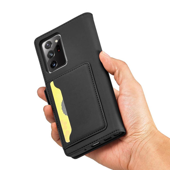 Magnetkartenhülle Hülle für Samsung Galaxy S22 Ultra Tasche Geldbörse Kartenhalter Schwarz