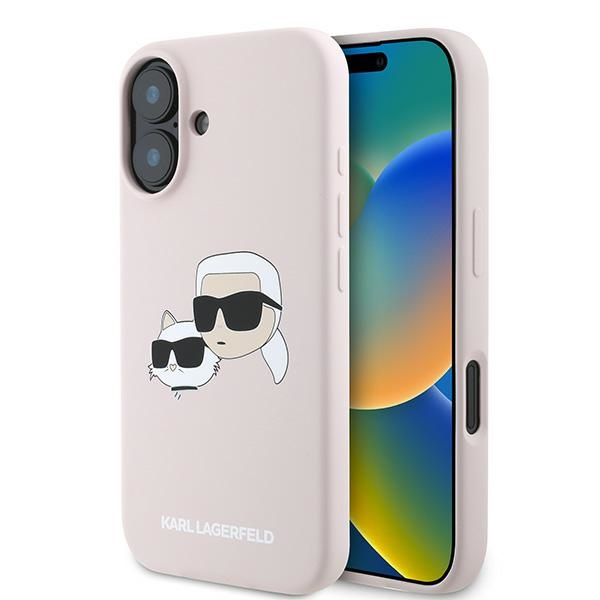 Etui Karl Lagerfeld iPhone 16 Plus różowy/pink HC MagSafe Sil Double Heads Print