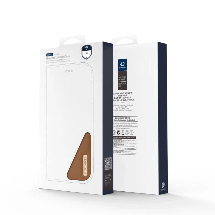 Dux Ducis Hivo iPhone 16e Case with Flip and RFID Protection - Brown