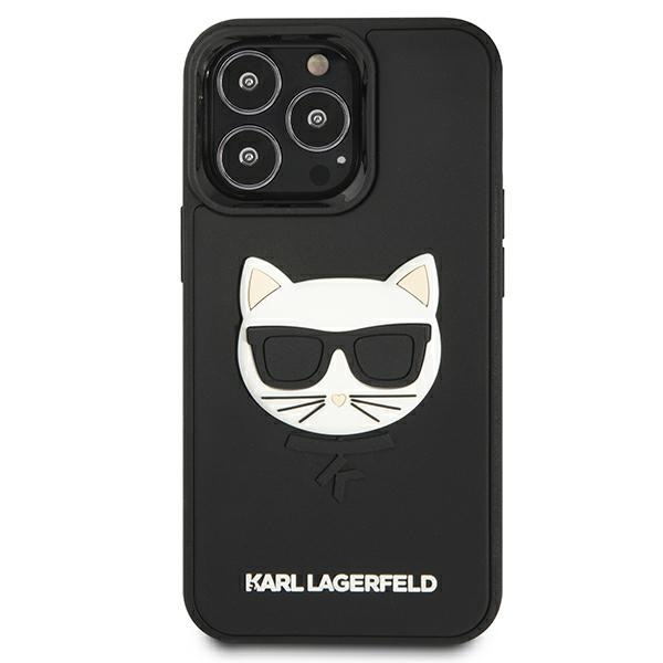 Telefontok KARL LAGERFELD Apple iPhone 13 Pro Max 3D gumi Choupette fekete kemény tok