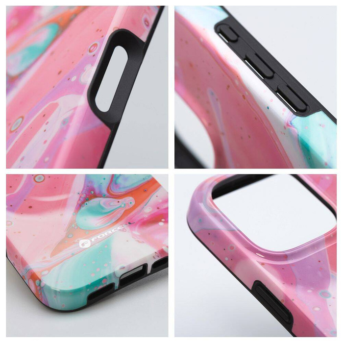 Etui na iPhone 16 PRO Forcell F-Protect Mirage zgodny z MagSafe Military Drop-Test pink marble