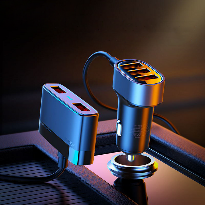 Joyroom Auto-Schnellladegerät 5x USB 6.2 A mit Verlängerungskabel schwarz (JR-CL03)