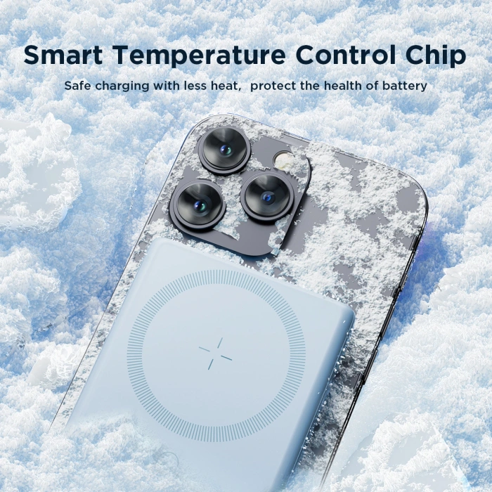 Powerbank Joyroom JR-PBM01 magnetyczny 10000mAh 20W z podstawką + kabel Lightning - USB-C - niebieski