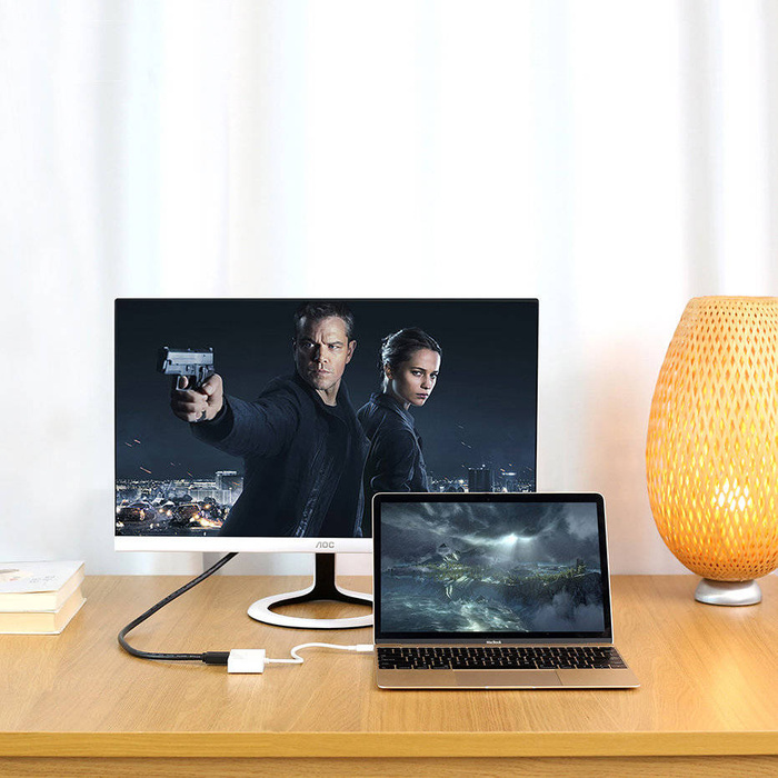 Ugreen adaptér video převodník USB typu C - HDMI / VGA bílá (MM123)