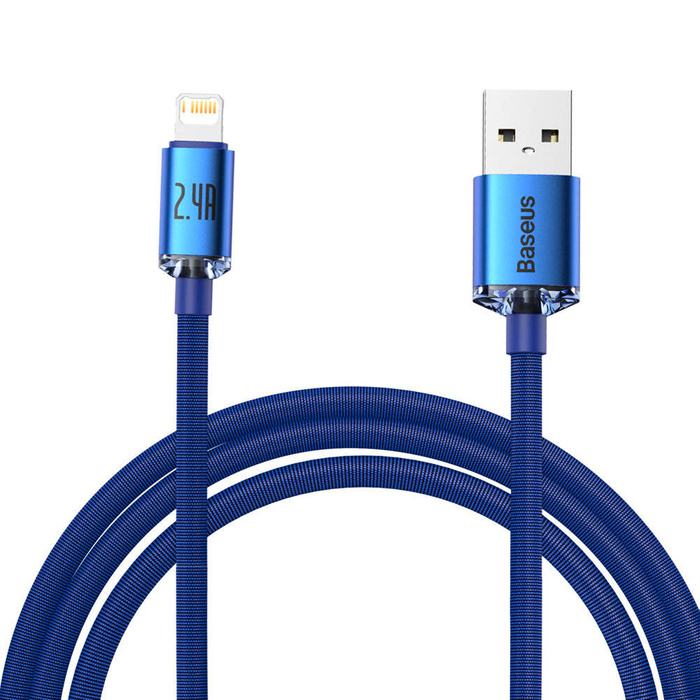 Baseus Crystal Shine Serie Schnelllade-Datenkabel USB Typ A auf Lightning 2.4A 2m blau (CAJY000103)