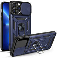 Coque Hybrid Armor Camshield pour iPhone 13 Pro coque blindée avec cache caméra bleu