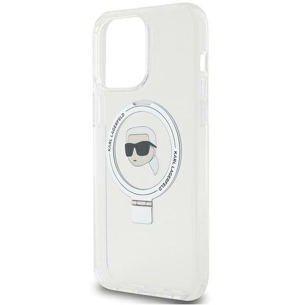 Funda Karl Lagerfeld KLHMP15XHMRSKHH iPhone 15 Pro Max 6,7" blanco/blanco durocase Soporte de anillo Karl Head MagSafe Case