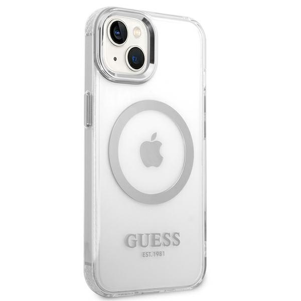 Guess GUHMP14MHTRMS iPhone 14 Plus 6.7" silver/silver hard case Metal Outline MagSafe