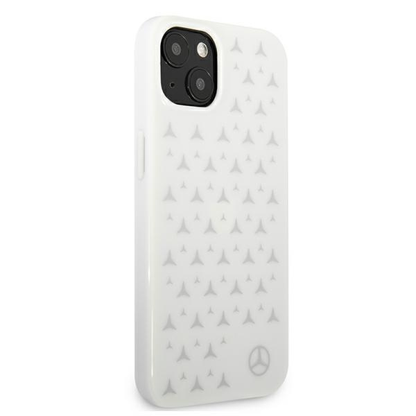 Coque MERCEDES Apple iPhone 13 Mini Silver Stars Pattern White Hardcase