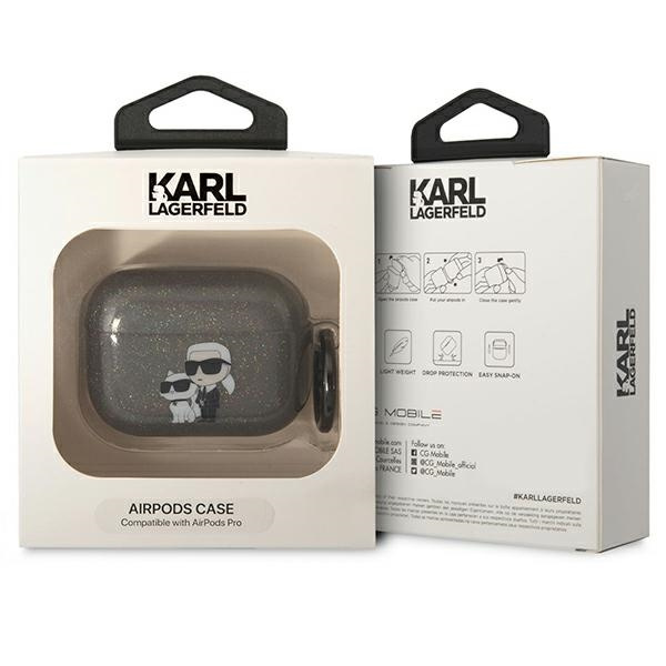 Cover Karl Lagerfeld Copri Airpods Pro nero/nero Gliter Karl&amp;Choupette