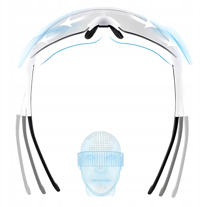 Rockbros Radsportbrille Photochrom mit UV-Schutz und Korrektureinsatz - Weiß