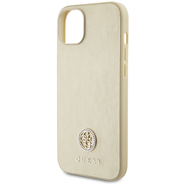 Guess GUHCP15SPS4DGPD iPhone 15 6.1" oro/oro durocase Piel 4G Metal Logo Strass