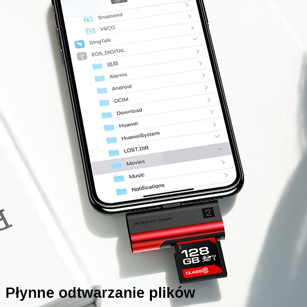 USAMS Čítačka kariet SD MicroSD s konektorom Lightning Červená Čierna