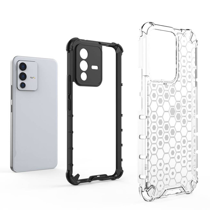 Funda blindada Honeycomb con marco de gel para Vivo V23 5G transparente