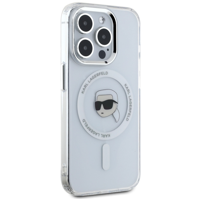 Etui Karl Lagerfeld IML Metal Karl Head   MagSafe do iPhone 15 Pro Max biały