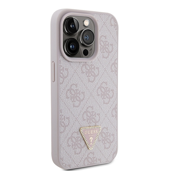 Hülle Guess GUHCP15LP4TDPP iPhone 15 Pro 6.1" rosa/rosa hartcase Leder 4G Triangle Strass Case