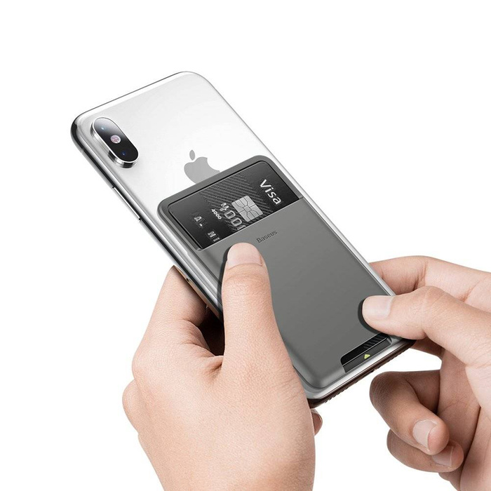 Baseus self-adhesive card holder cards documents for the phone dark gray (ACKD-A0G)