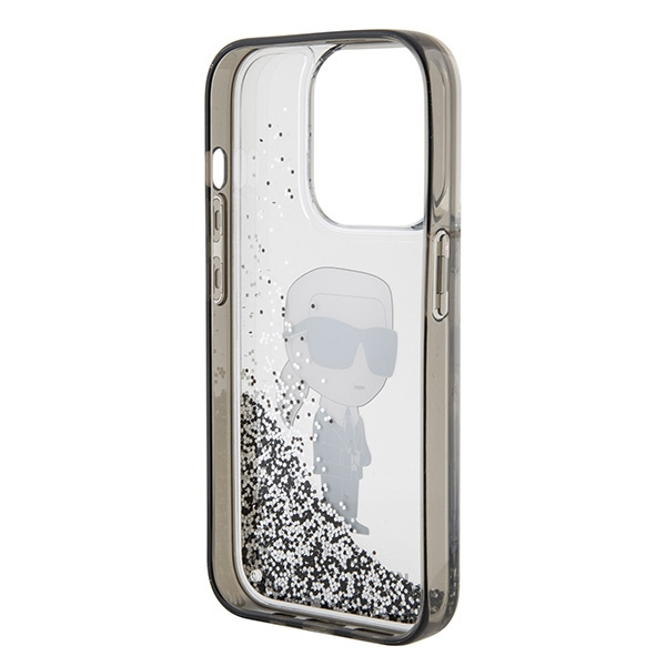 Etui Karl Lagerfeld KLHCP15LLKKNSK iPhone 15 Pro 6.1" transparent hardcase Liquid Glitter Ikonik Case