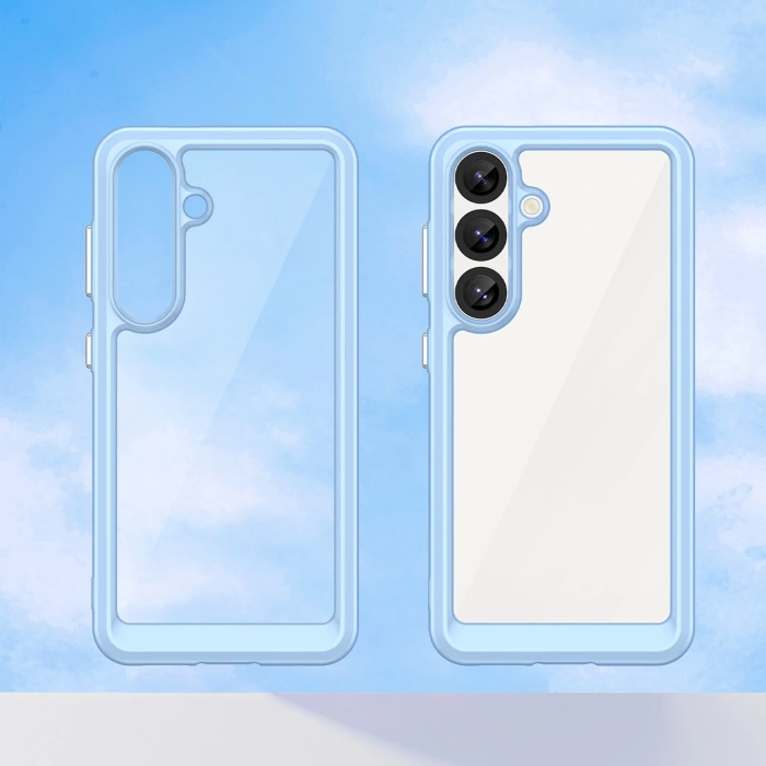 Outer Space Case Silikonhülle mit Gelrahmen für Samsung Galaxy S25 – blau