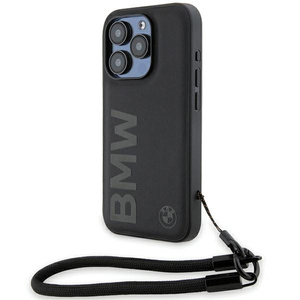 Funda Bmw Bmhcp15l23rmrlk IPhone 15 Pro 6.1" Negro/negro Durocase Signature Cordón de cuero Wordmark Case
