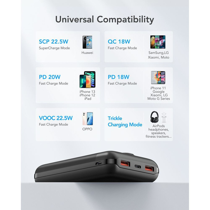 Powerbank Veger S20 (W2053) PD QC3.0 2A 22,5W 20000 mAh czarny