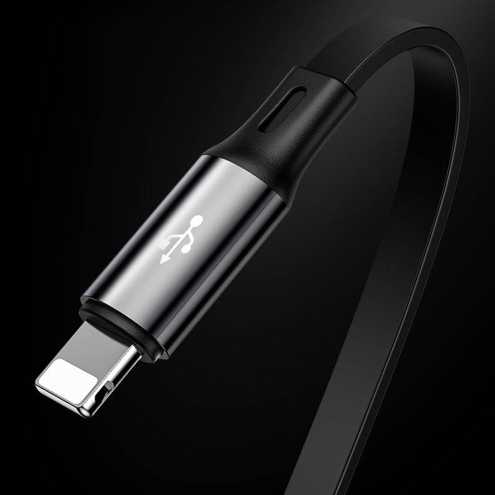 Cavo USB 3in1 retrattile Baseus Golden Loop - micro USB / Lightning / USB-C 3.5A 35 cm - 120 cm nero (CAMLT-JH01)