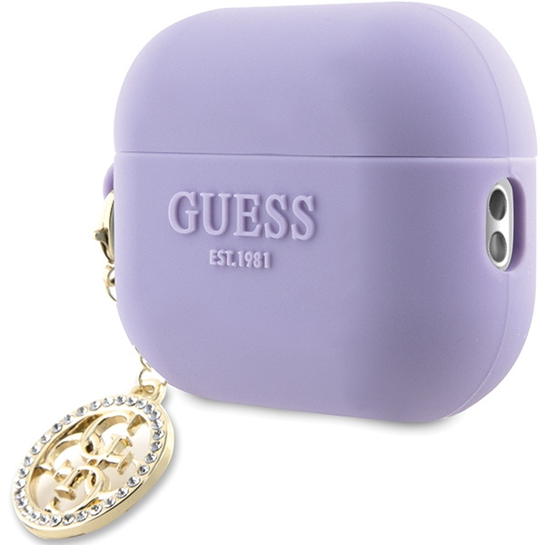 Guess GUAP23DSLGHDU Housse AirPods Pro 2 violet/mauve Caoutchouc 3D 4G Diamond Charm