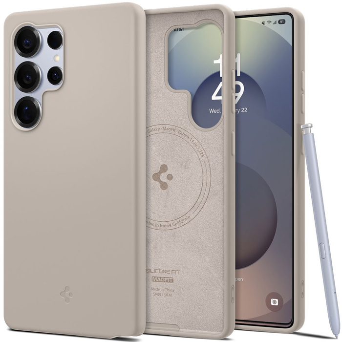 Spigen Mag MagSafe SILICONA FIT GALAXY S25 TITANIO ULTRA NATURAL