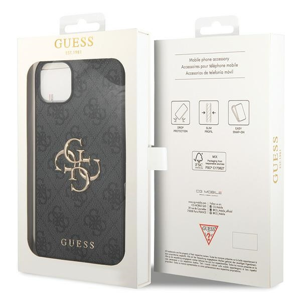 Etui Guess GUHCP15S4GMGGR iPhone 15 6.1" szary/grey hardcase 4G Big Metal Logo Case