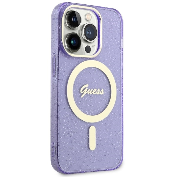 Funda Guess GUHMP14LHCMCGU iPhone 14 Pro 6.1" púrpura/morado durocase Glitter Oro MagSafe Case