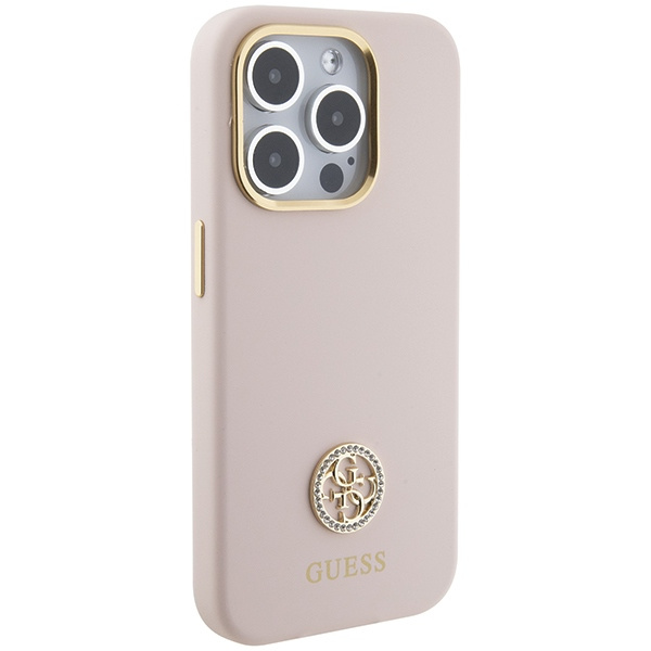 Etui Guess GUHCP15LM4DGPP iPhone 15 Pro 6.1" jasnoróżowy/pink hardcase Silicone Logo Strass 4G Case