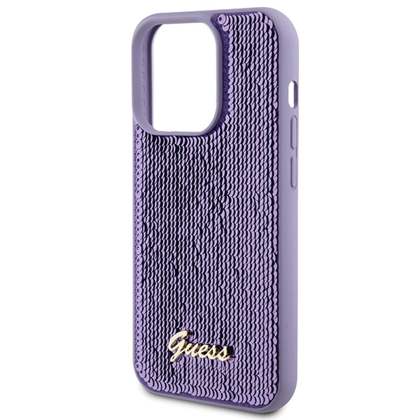 Etui Guess GUHCP15XPSFDGSU iPhone 15 Pro Max 6.7" fioletowy/purple hardcase Sequin Script Metal Case