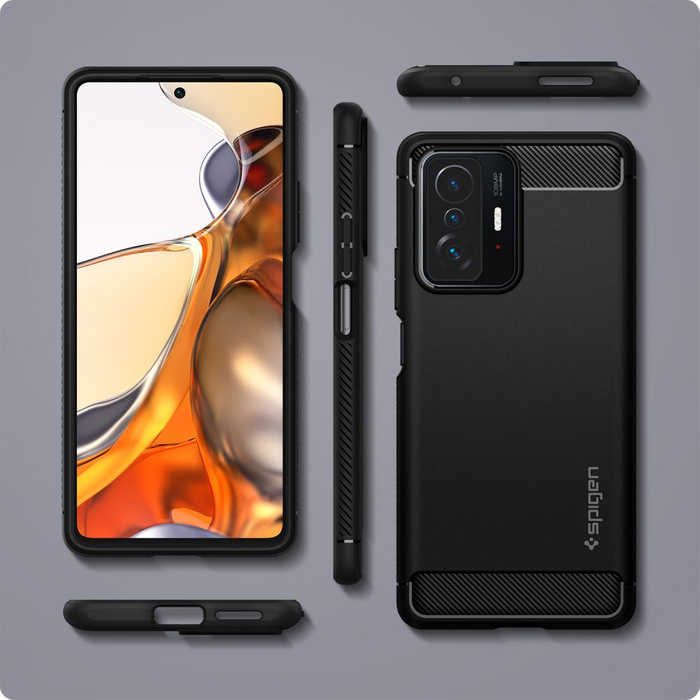 Hülle Spigen Xiaomi 11T 5G 11T Pro 5G Rugged Armor MATTE Schwarz Case