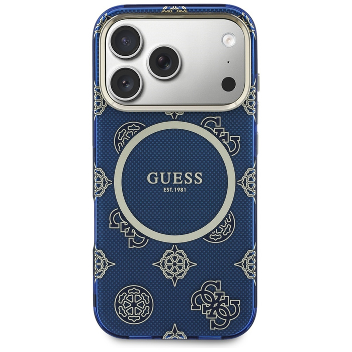 Etui Guess IML Peony Dot MagSafe do      iPhone 17 Pro niebieski
