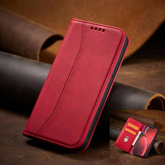 Magnet Fancy Case obal iPhone 14 Pro flip cover wallet stand red