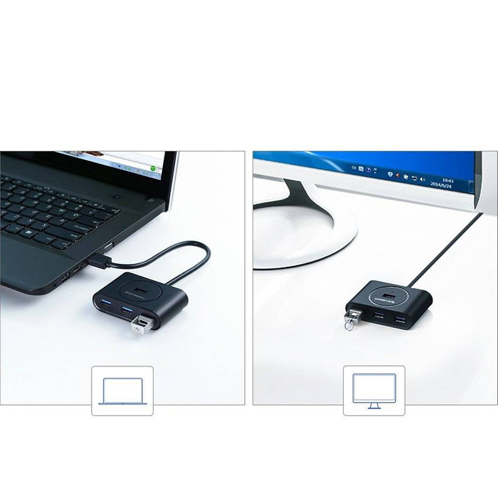 Ugreen HUB rozbočovač 4x USB 3.0 USB port Typ C kabel 1m černý (CR113 40850)