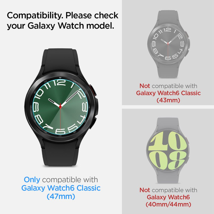 Vetro temperato Spigen Glas.tr "ez-fit" confezione da 2 Galaxy Watch 6 Classic (47 mm) trasparente