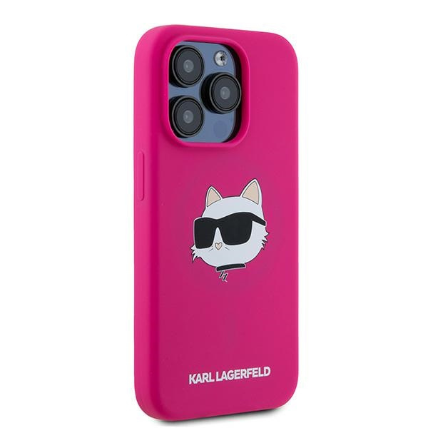 Etui Karl Lagerfeld KLHMP15LSCHPPLF iPhone 15 Pro 6.1" różowy/fuschia hardcase Silicone Choupette Head MagSafe