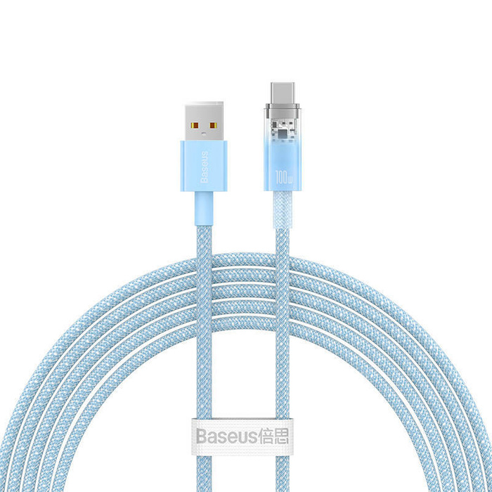Quick Charge Cable Baseus Explorer Series USB to USB-C 100W, 2m (Blue)