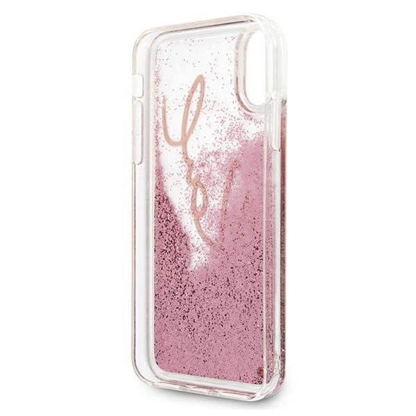 Coque KARL LAGERFELD Apple iPhone X Xs Glitter Signature KLHCPXTRKSRG Étui en or rose