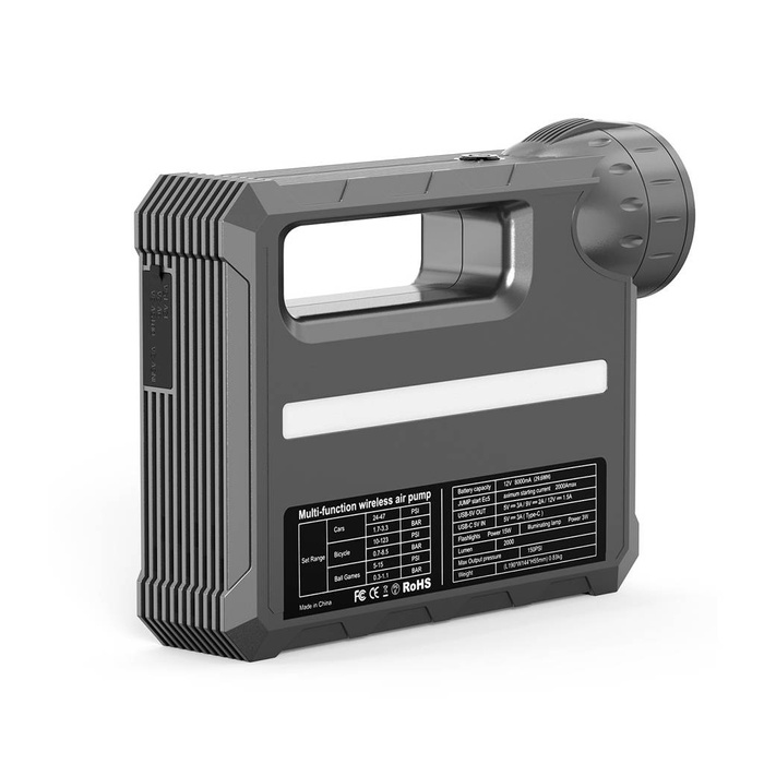 Choetech Starthilfe mit Kompressor, Powerbank 8000mAh, LED Taschenlampe schwarz (TC0017)